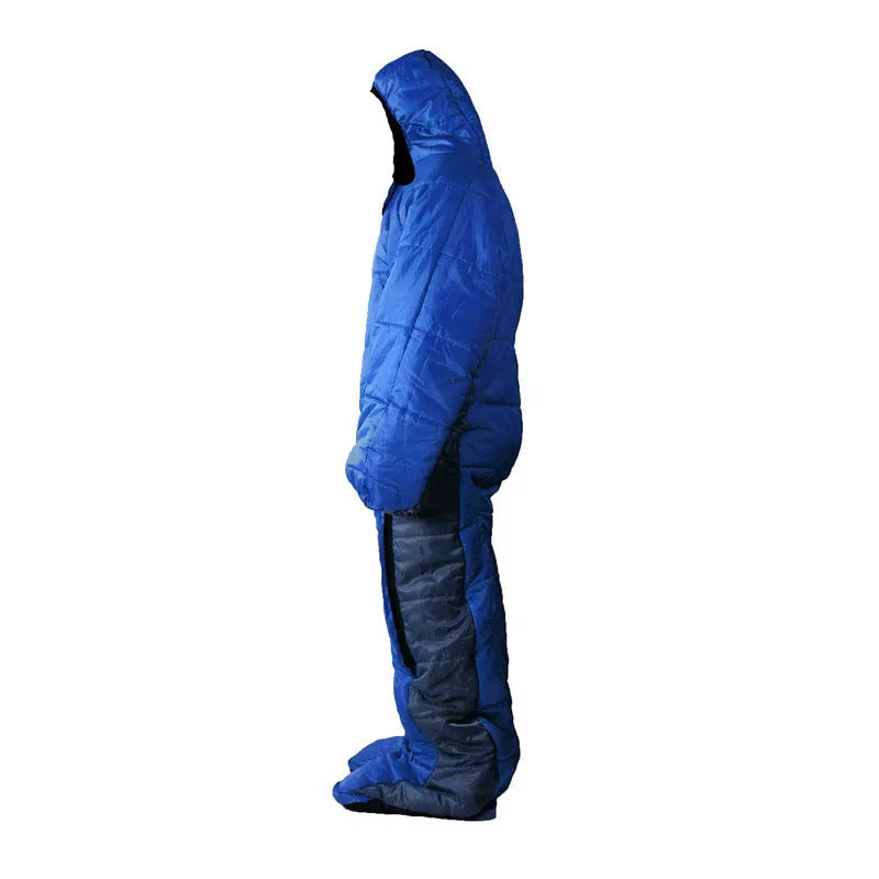 Blue Gray Patchwork Humanoid Sleeping Bag for walking camping