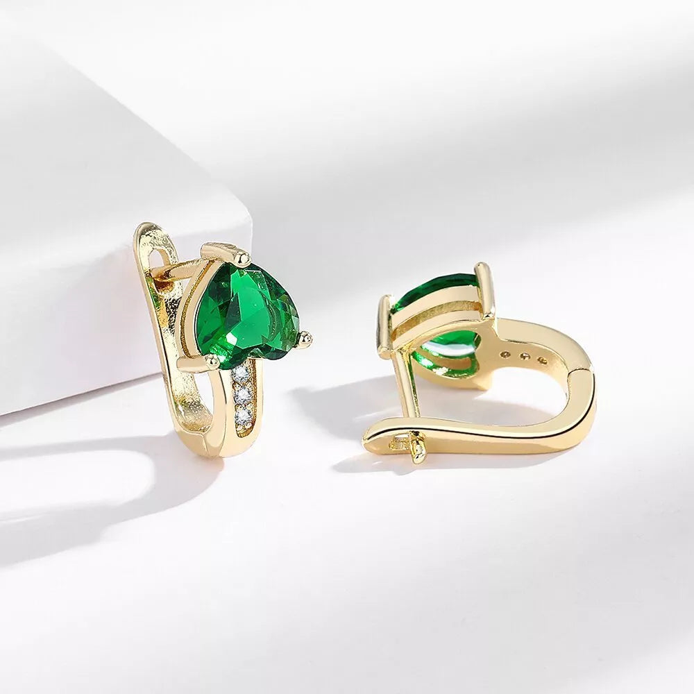 Loving Heart Zircon Ear Clips with diamond accents in heart-shaped design