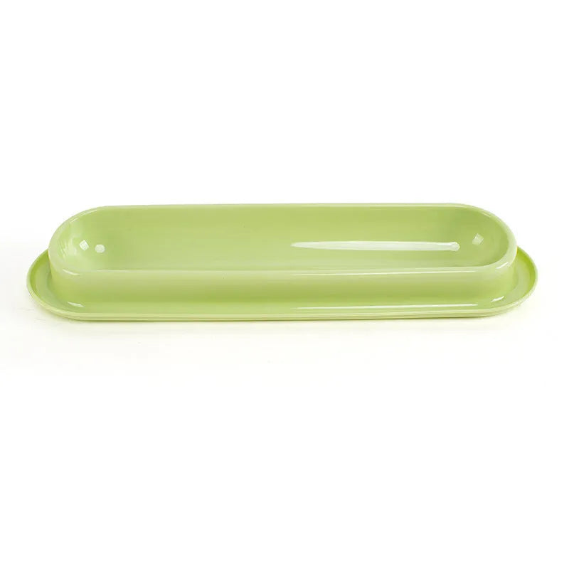 Green raised pet food and water bowls with non-slip leakproof bases for dogs and cats