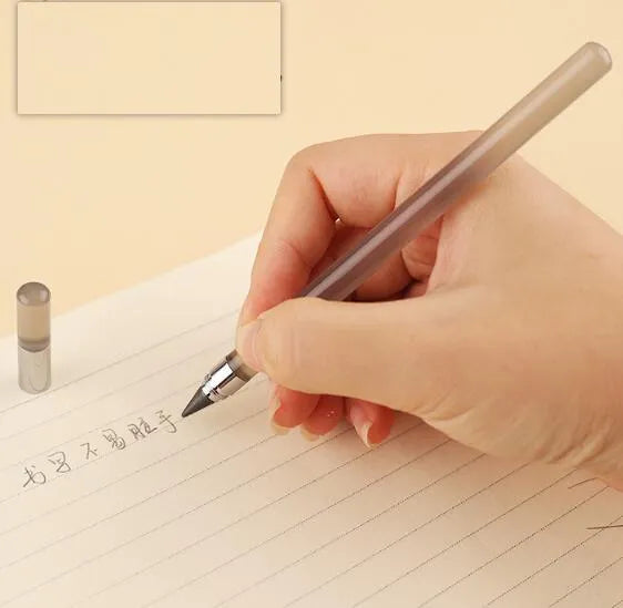 Transparent acrylic barrel mechanical pencil with alloy nib showing internal graphite lead