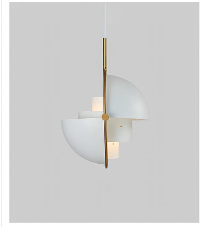 Half circle zinc alloy chandelier with LED light in gold finish for bedroom illumination