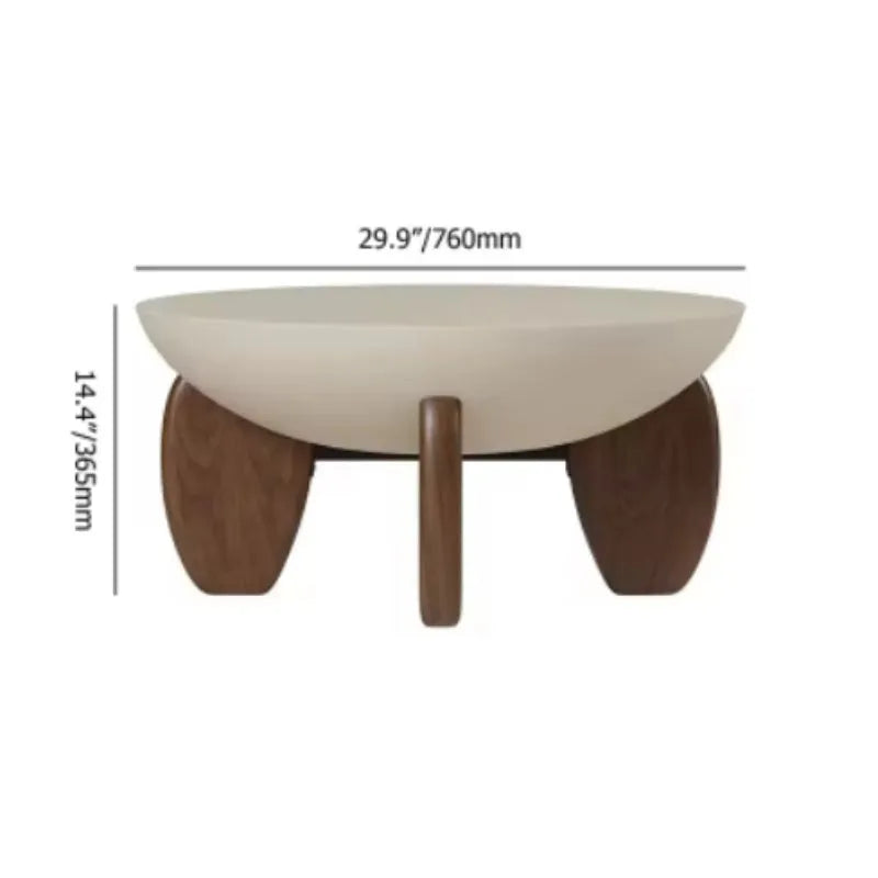 White solid wood coffee table with adjustable height and side storage compartment in living room setting