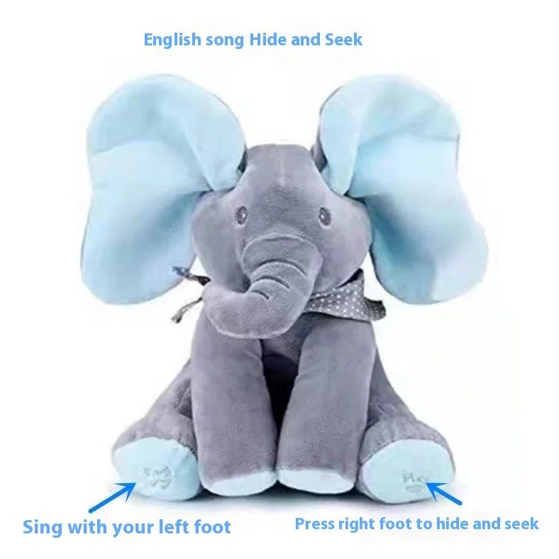 Blue and pink elephant singing plush toys with battery-powered sound function for early education