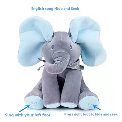 Blue and pink elephant singing plush toys with battery-powered sound function for early education
