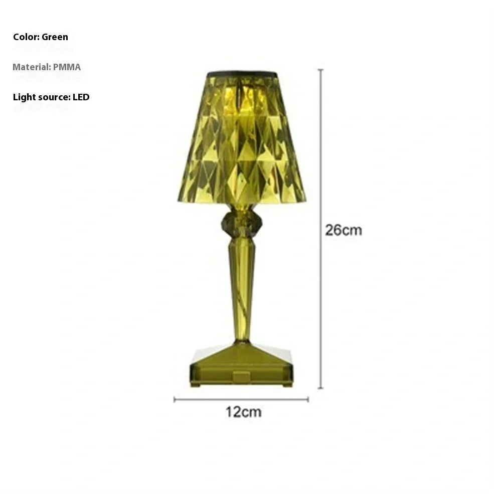 Diamond Crystal rechargeable table lamp with acrylic holder and multiple colour finishes