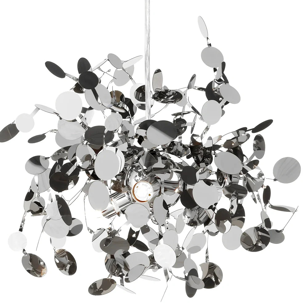 Nordic minimalist stainless steel chandelier with adjustable height and LED lighting in gold finish