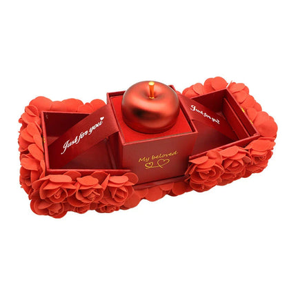 Handmade preserved roses in an elegant gift box with a crystal pendant necklace, representing eternal love and devotion