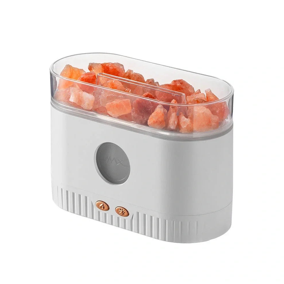 Black desktop atmosphere lamp with flame effect and humidifier functions, measuring 168mm tall