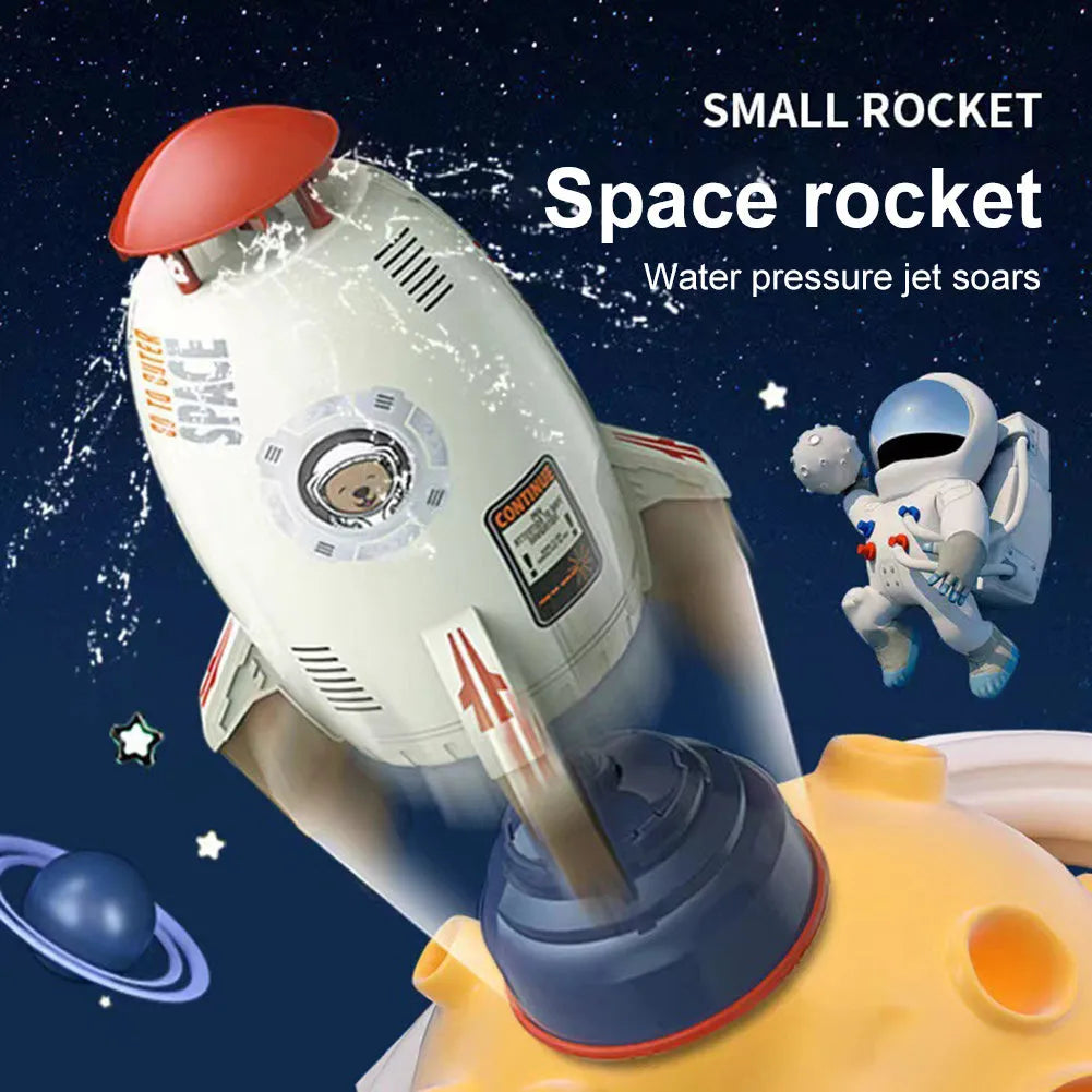 Outdoor water pressure rocket launcher toy for children's garden play with plastic construction