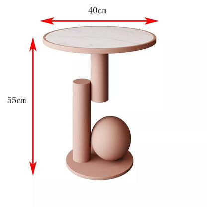 Simple iron bedside table in black, gold, green, or pink with 55cm height and 40cm desktop diameter