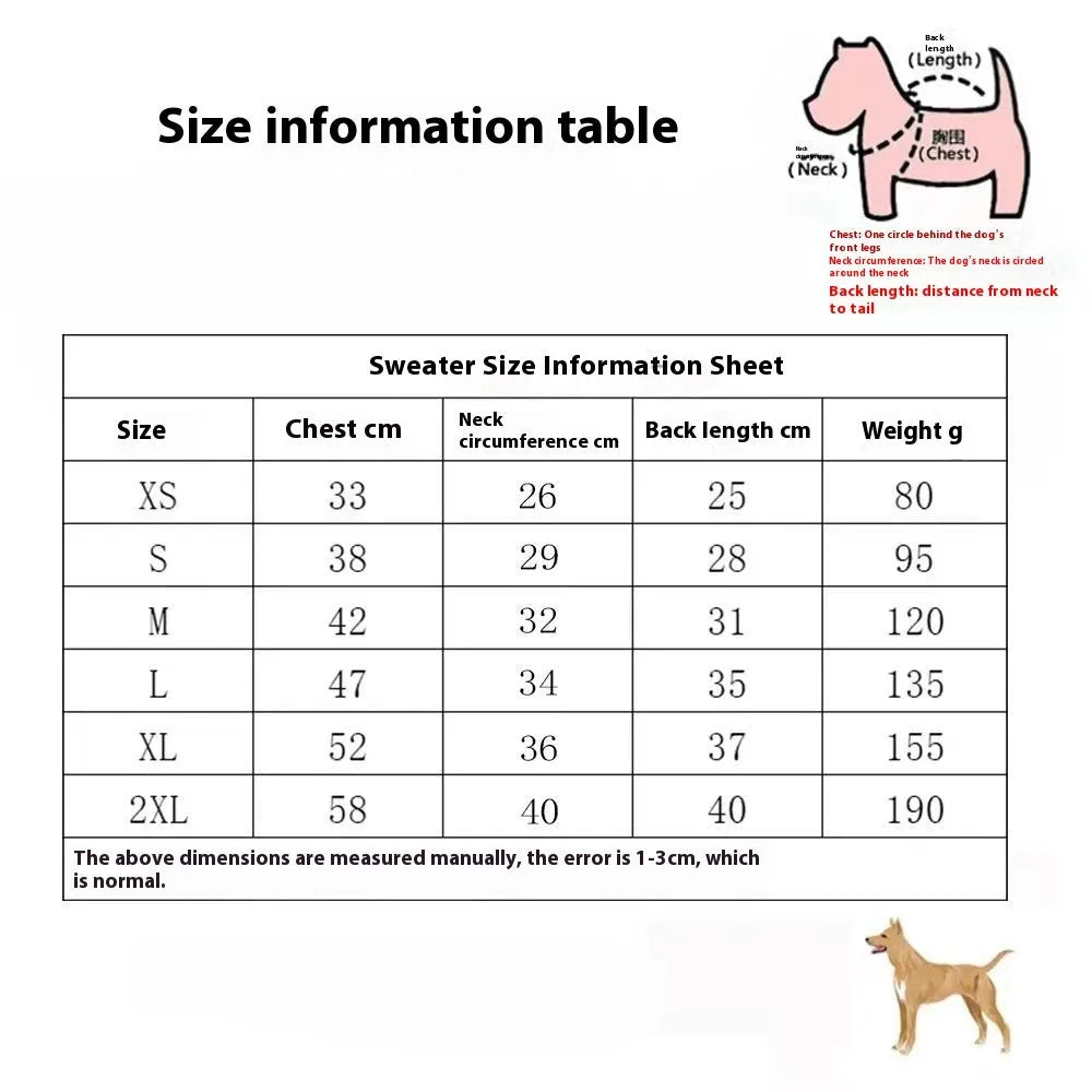 Thick wool dog sweater in monochrome colour on medium-sized dog during autumn