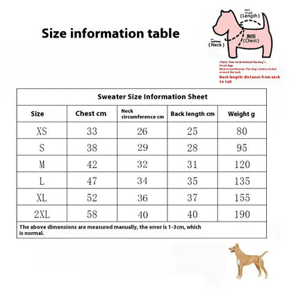 Thick wool dog sweater in monochrome colour on medium-sized dog during autumn