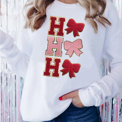 Women's Christmas Tree Sequin Sweatshirt in milky white with sparkling embroidery, perfect for holiday fashion.