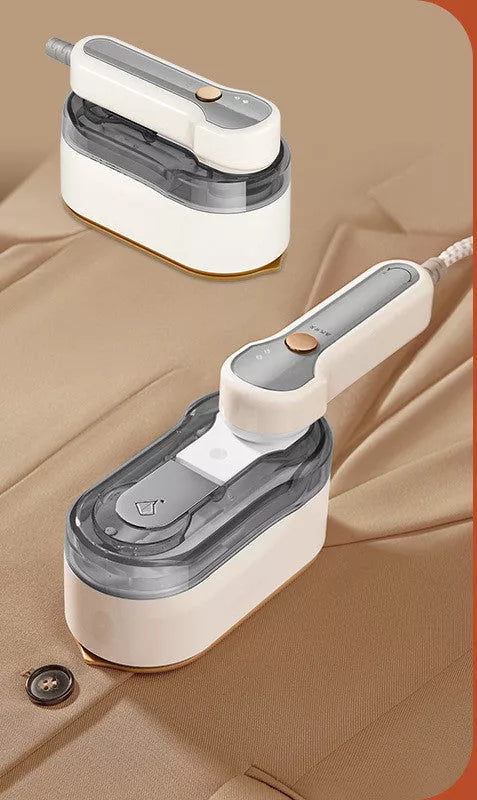 Gray handheld garment steamer with 1200W power and 3-step thermostat