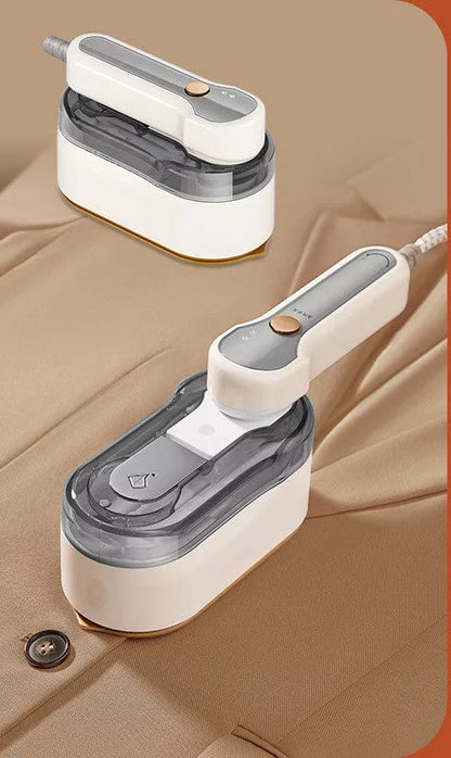 Gray handheld garment steamer with 1200W power and 3-step thermostat