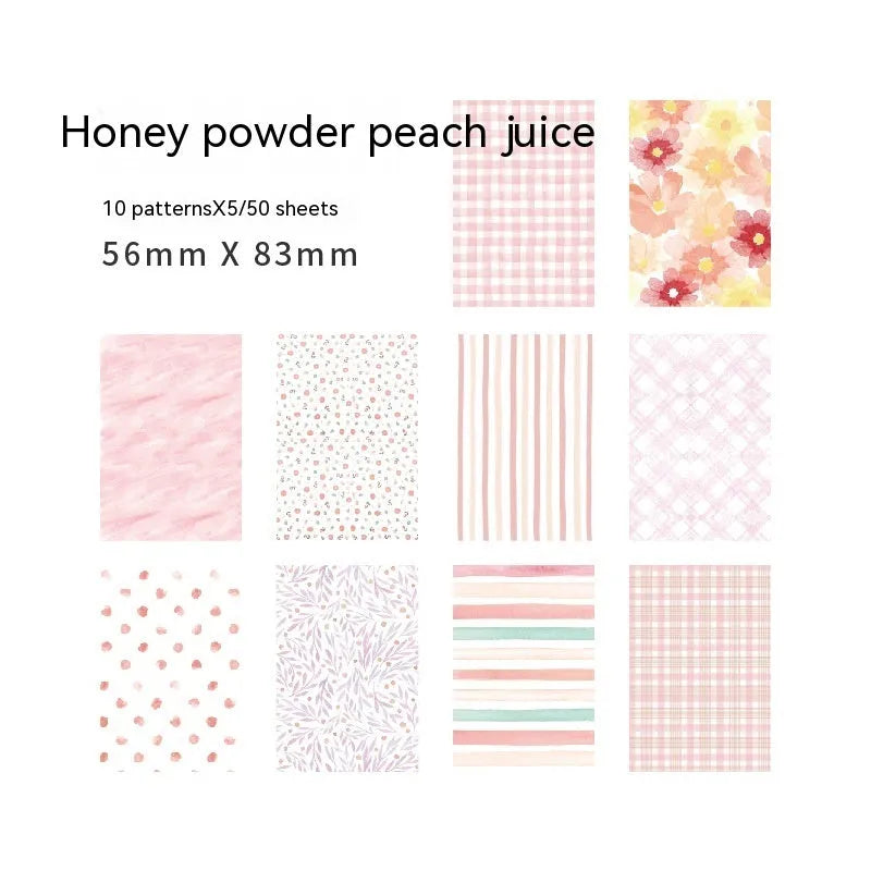 Retro collage note paper set with 50 pieces in dessert colours including Red Plum Cheese and Caramel Puff