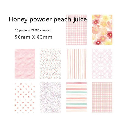 Retro collage note paper set with 50 pieces in dessert colours including Red Plum Cheese and Caramel Puff