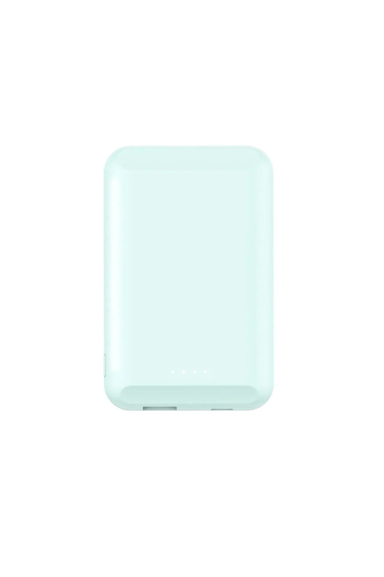 Son magnetic wireless power bank 5000mAh in black blue green pink white colours showing compact 85mm size