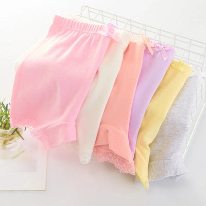 Girls' cotton safety pants with anti-exposure design in random colours