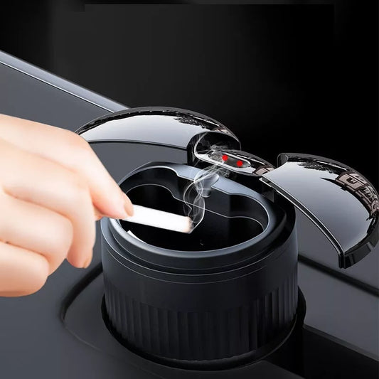 Smart car ashtray with lid and USB Type-C charging port