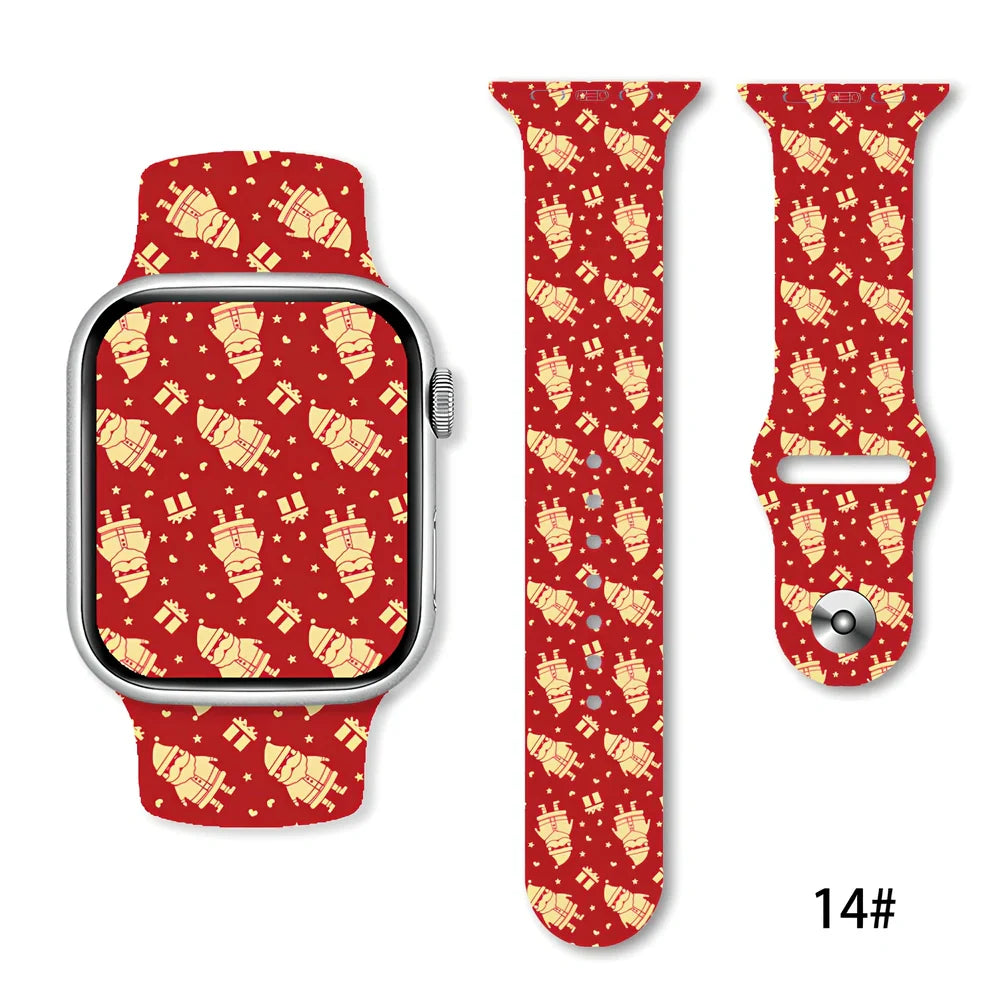 Christmas silicone watch strap in solid colours fitting 38-49mm watches with 30 colour options