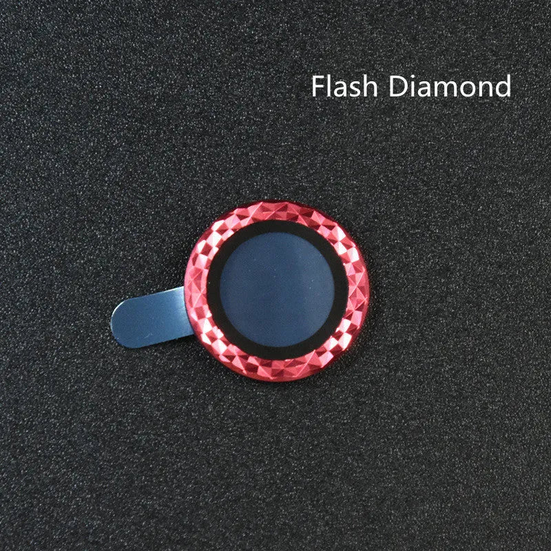 iPhone 12 lens protective film with diamond-cut aluminium alloy ring and tempered glass layer