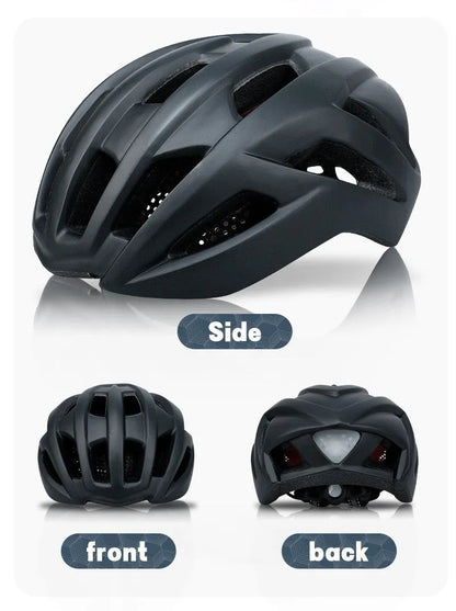 Orange road and mountain bike helmet showing 16 ventilation holes, size L fits 56-61cm.