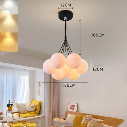 Nordic fish design bedroom chandelier with gold and black 12cm bubble lights and iron pendant construction