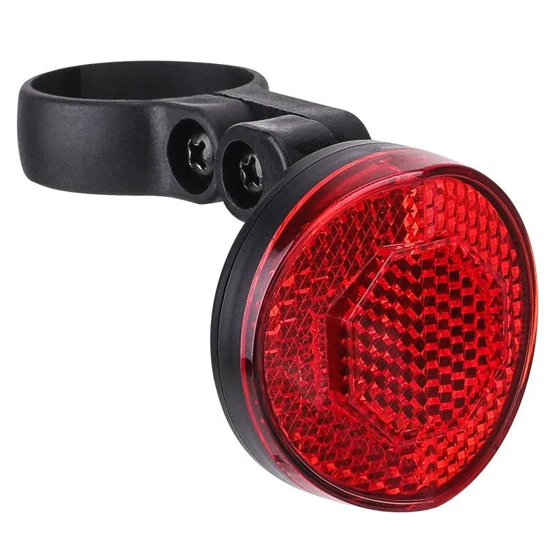 Red and yellow anti-theft bicycle taillight bracket for seat post mounting with reflective surfaces
