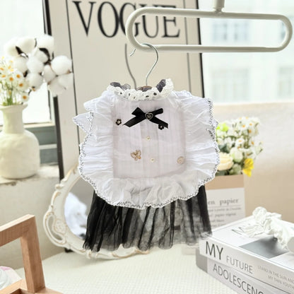 White polyester gauze skirt for small dogs with princess-style design, sizes XS to XL