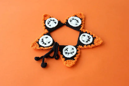 Wool triangle pet scarf with jacquard cartoon pattern for dogs and cats