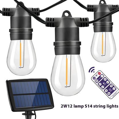 Waterproof solar-powered LED string lights with PVC shell for outdoor garden and patio illumination