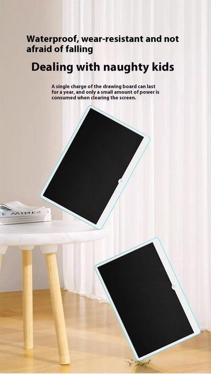 19-inch LCD children's drawing board with rechargeable battery in blue and white colour