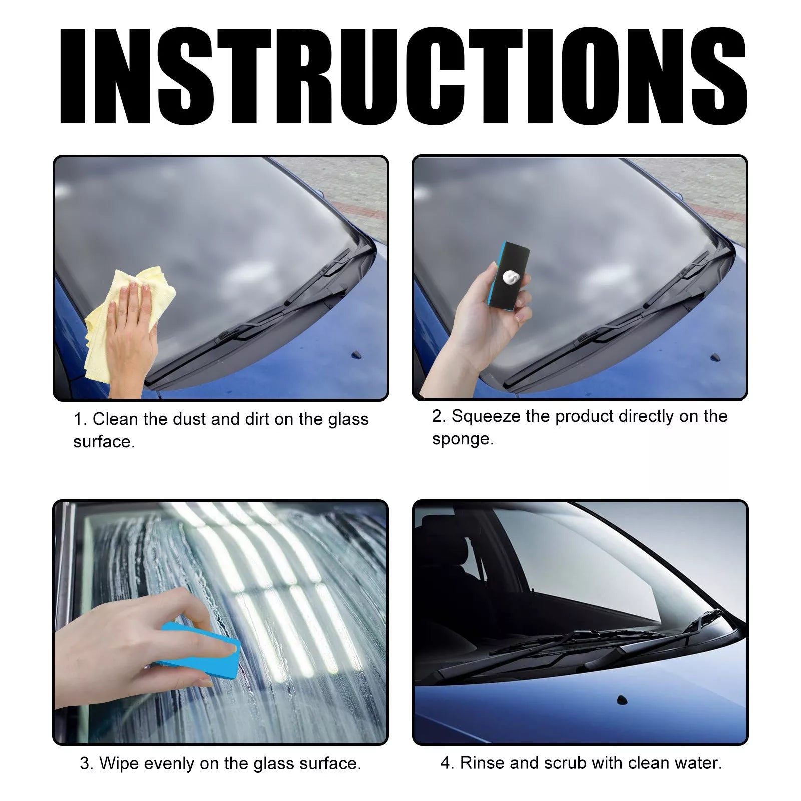 30g Car Windshield Glass Decontamination Rainproof Oil Film Remover with Sponge Cloth