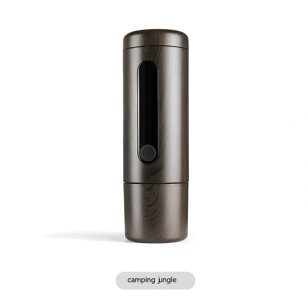 Portable coffee machine compact 60x60x187mm dimensions with one-button operation for travel brewing