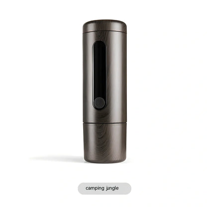 Portable coffee machine compact 60x60x187mm dimensions with one-button operation for travel brewing