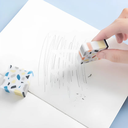 Square PVC eraser with Yuhua stone formulation measuring 36mm