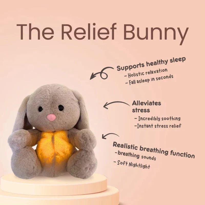 Soothing Breathing Bunny Plush Toy with Calming Lights, Sounds, and Rhythmic Motion to Comfort and Relax Newborns