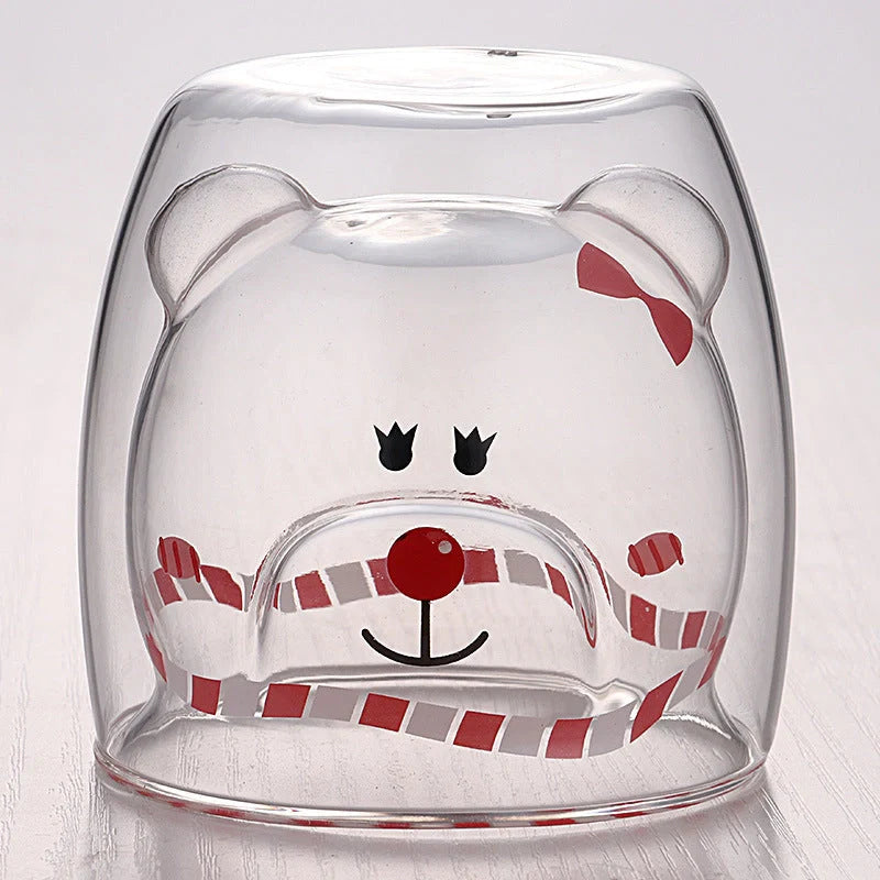 Double layer panda skull wine cup with Christmas tree design inside