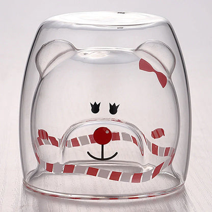 Double layer panda skull wine cup with Christmas tree design inside