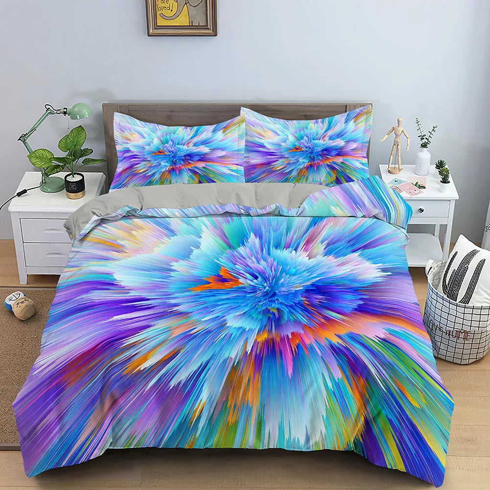Nordic style 3D digital printing bedding set with vibrant, fade-resistant designs