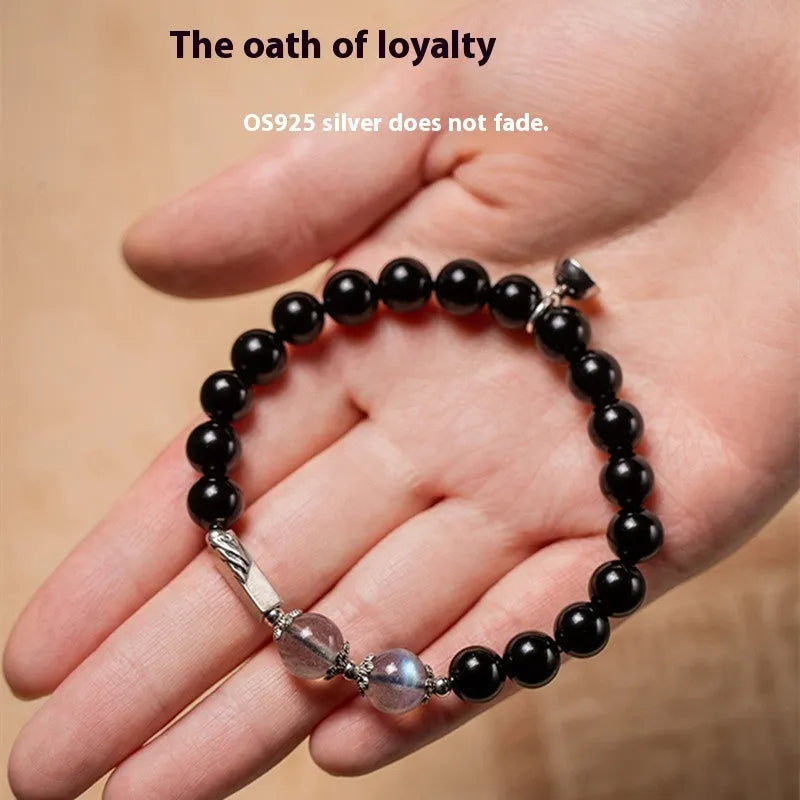 Obsidian Buddha beads couple bracelet DIY set with 8mm and 10mm sizing