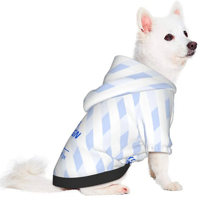 Black small pet hooded sweater with full-width single-sided print, polyester, sizes XS to XXL, for small dogs