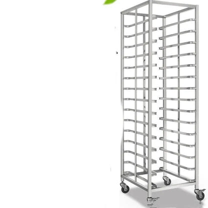 Six-level stainless steel commercial baking rack with lock mechanism and 40x60cm frame
