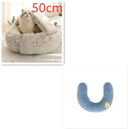 Cozy pet bed with plush and warm fabric for cats and dogs
