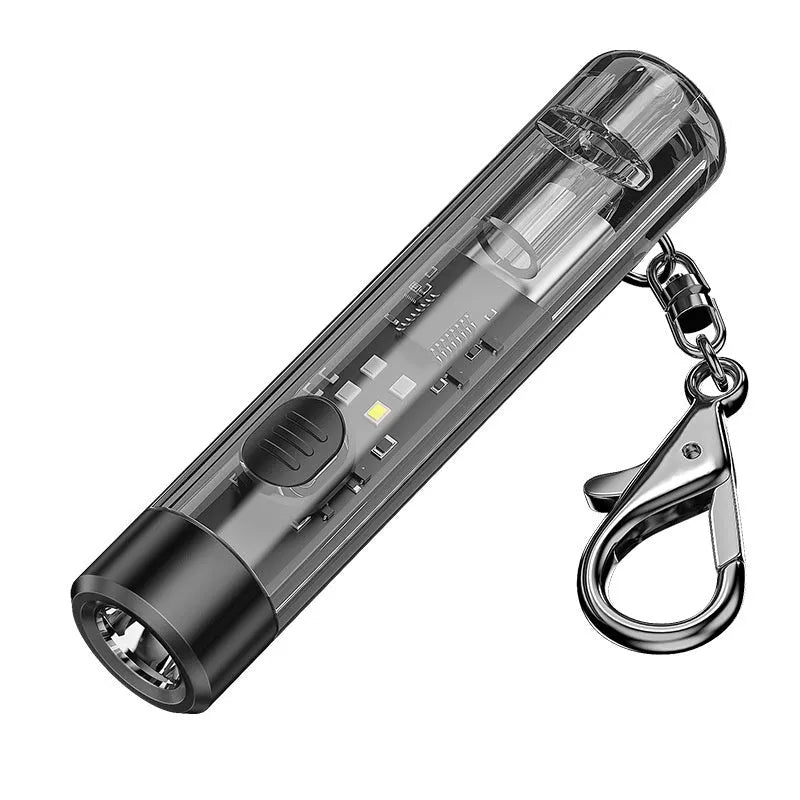 Black plastic USB rechargeable LED flashlight with compact portable design