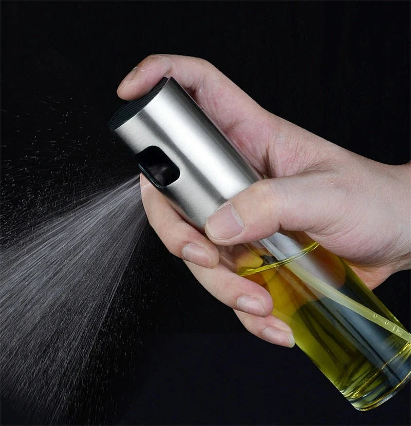 Stainless steel cooking oil spray bottle with scale for healthy cooking