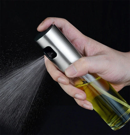Stainless steel cooking oil spray bottle with scale for healthy cooking