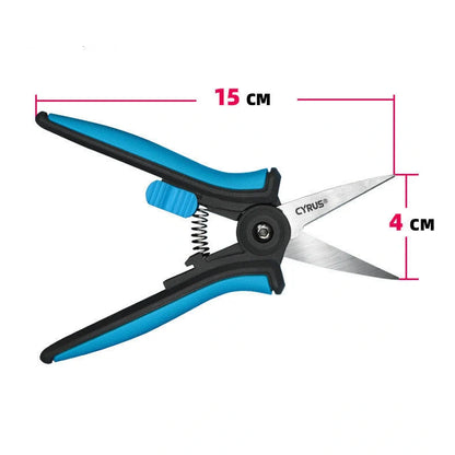 Bonsai pruning shears with 18cm stainless steel blades showing scimitar and straight knife designs