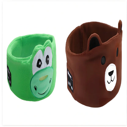Bluetooth animal headband sleep mask with dinosaur hood showing integrated speakers and wireless design